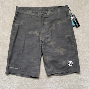 Burnside Hybrid Shorts Green Camo Mens 30 Performance NWT
